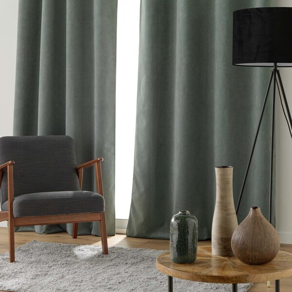 Khaki sametový závěs 140x260 cm Olympe – douceur d'intérieur