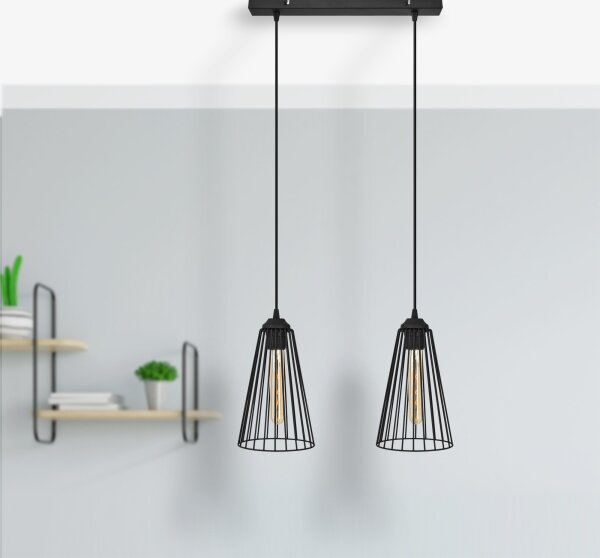 Lustr na lanku TORRI 2xE27/15W/230V černá
