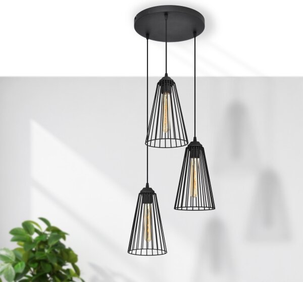 Lustr na lanku TORRI 3xE27/15W/230V černá