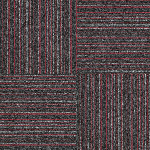 Balta, Kobercový čtverec Sonar Lines 4520 červenočerný 50 x 50 cm, chodba / předsíň