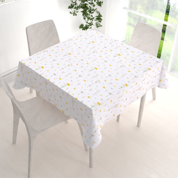 Biante Bavlněný čtvercový ubrus Sandra SA-497 Žluté bylinky na bílém 40x40 cm