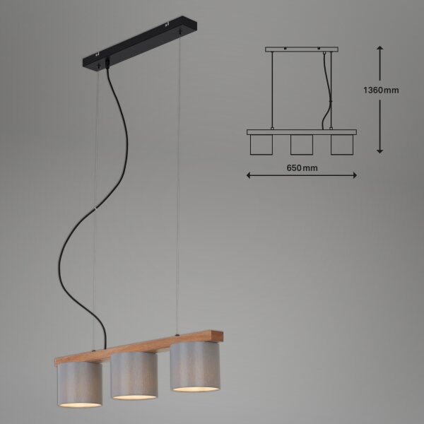 Briloner - Lustr na lanku RHON 3xE14/25W/230V kaučukovník