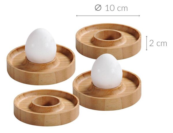 Stojánek na vajíčko, 4 kusy v sadě, Ø 10 cm, bambus, KESPER