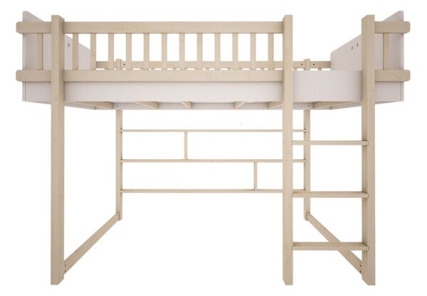 Dětská zvýšená postel BASIC se žebříkem 90x200 cm - Bílá