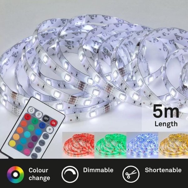 Brilo - LED RGBW Stmívatelný pásek 6,5m LED/22W/230V + DO