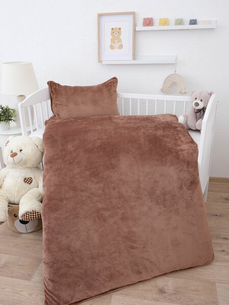 MK Lůžkoviny Mikroplyšové povlečení do postýlky Exclusive - Laura mocha mousse 100 × 135 cm, 40 x 60 cm