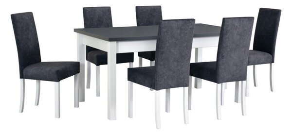 Jídelní set 1+6, stůl MODENA 1 a bukové židle ROMA 2