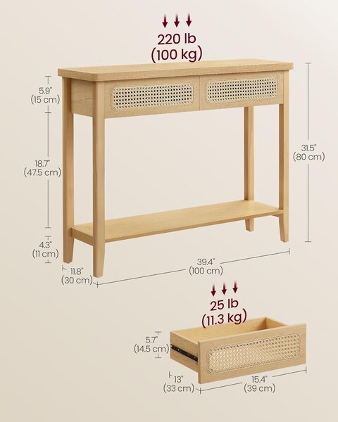 SONGMICS Konzolový stolek Vasagle Bench dub přírodní