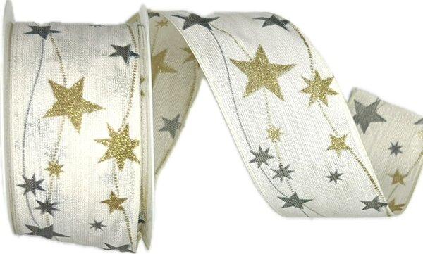 Stuha vánoční CELESTIAL GLOW WHITE bílá 40mm x 2m (15,-Kč/m)