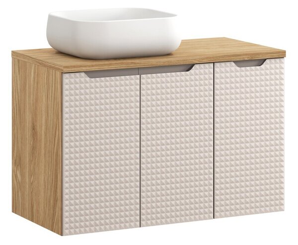 Comad Závěsná skříňka Luxor Beige s deskou a umyvadlem 90 cm béžová/dub olejovaný