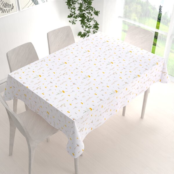 Biante Bavlněný obdélníkový ubrus Sandra SA-497 Žluté bylinky na bílém 50x100 cm