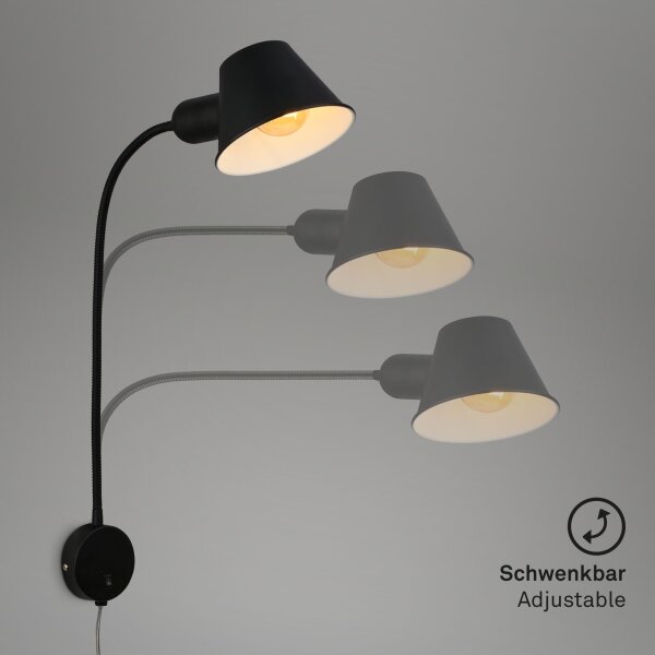 Briloner 2089-015 - Flexibilní nástěnná lampa BRELLO 1xE27/10W/230V černá