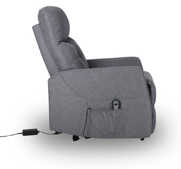 TV křeslo MODO PLUS s elektrickým polohováním — látka, šedá, nosnost 130 kg