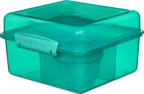Sistema Dělený svačinový box Lunch Cube Max s nádobou na jogurt s dvojitým víčkem 2 l, mátová