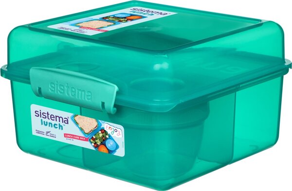 Sistema Dělený svačinový box Lunch Cube Max s nádobou na jogurt s dvojitým víčkem 2 l, mátová