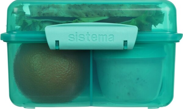 Sistema Dělený svačinový box Lunch Cube Max s nádobou na jogurt s dvojitým víčkem 2 l, mátová
