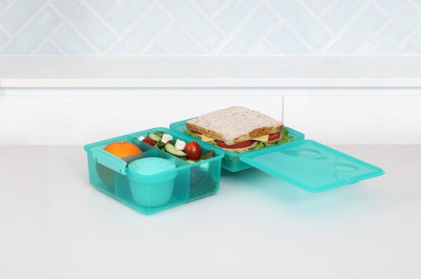 Sistema Dělený svačinový box Lunch Cube Max s nádobou na jogurt s dvojitým víčkem 2 l, mátová
