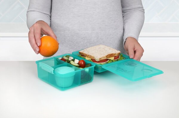 Sistema Dělený svačinový box Lunch Cube Max s nádobou na jogurt s dvojitým víčkem 2 l, mátová