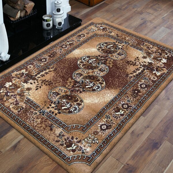 Makro Abra Kusový koberec BCF Alfa 09 Květy hnědý béžový Rozměr: 80x150 cm
