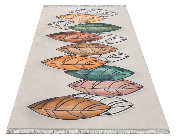 Makro Abra Moderní kusový koberec protiskluzový Horeca 02 Peří béžový Rozměr: 60x100 cm