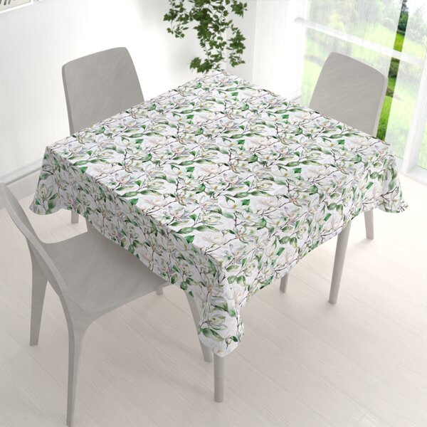 Biante Teflonový čtvercový ubrus TF-117 Květy magnolie na bílém 40x40 cm
