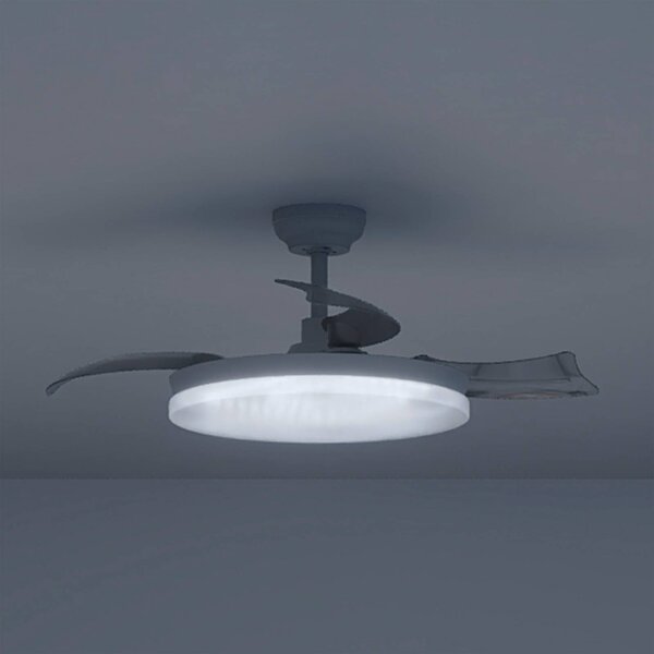 Philips Stropní ventilátor Solr s LED osvětlením, bílý, DC, tichý,, stmívatelný, Bílá / opál, Obývací pokoj / jídelna, kov, Moderní