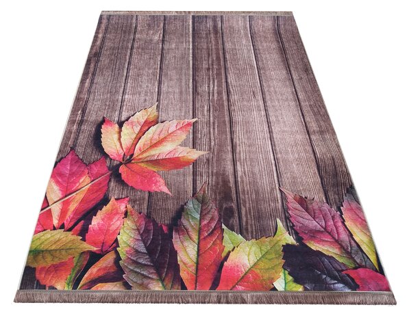 Makro Abra Moderní kusový koberec protiskluzový Horeca 06N Listí hnědý Rozměr: 120x180 cm