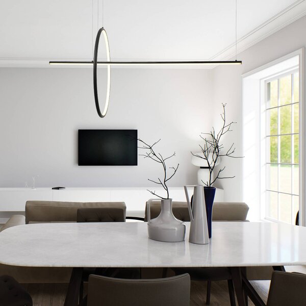 Zambelis LED závěsné světlo 20128, matná černá, délka 122 cm, kovová, stmívatelné, stmívatelný, Černá, Obývací pokoj / jídelna, Hliník, Moderní