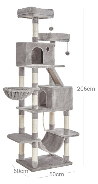 Kočičí strom PANTHER, 60x50x206cm, šedá Feandrea