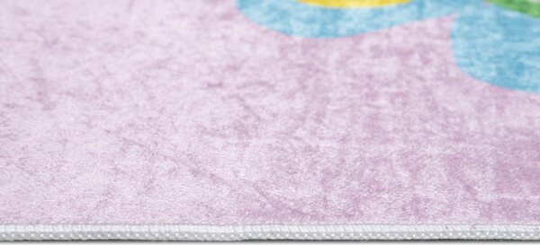 Makro Abra Dětský kusový koberec vhodný k praní BAMBINO 2138 Čísla Víla Motýlci protiskluzový růžový Rozměr: 80x150 cm