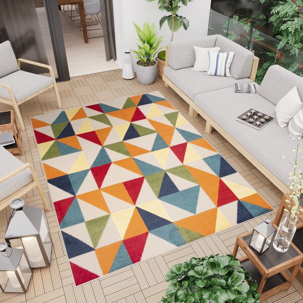 Makro Abra Moderní kusový koberec AVENTURA EC96A Trojúhelníky vícebarevný Rozměr: 80x200 cm