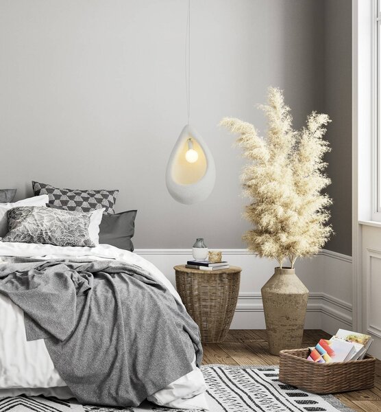 Zambelis Závěsné světlo 23163, bílé, Ø 40 cm, sklolaminát, E27, stmívatelný, Bílá / opál, Obývací pokoj / jídelna, Plast