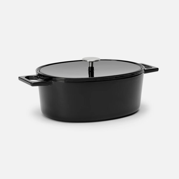 Fabini Oválný pekáč Mattia 3.0, 33×25 cm - Smaltovaný litinový pekáč s poklicí, lesklý černý