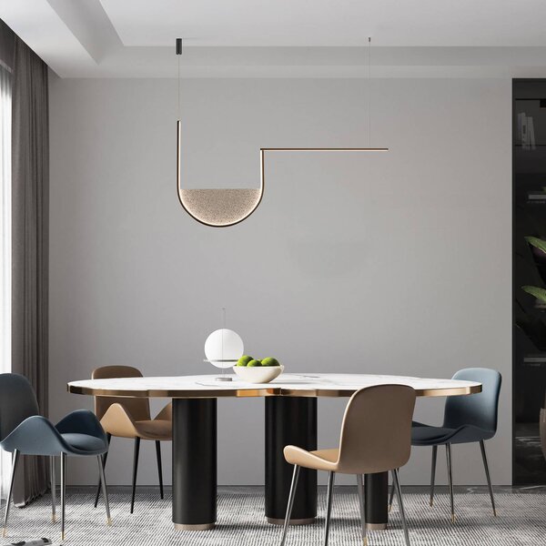 Zambelis Závěsné světlo LED 23170, šedá/černá, 101 cm, sklo/kov,, stmívatelný, Černá, Obývací pokoj / jídelna, Hliník, Moderní
