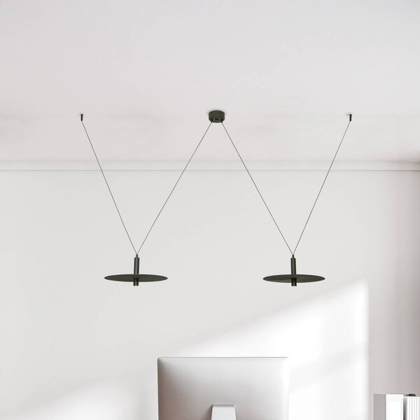 Zambelis LED závěsné světlo 23227, černé, Ø 35 cm, 2 žárovky, kov, Černá, Obývací pokoj / jídelna, Hliník, Moderní