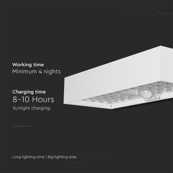 LED Solární nástěnné svítidlo se senzorem LED/6W/3,7V IP65 4000K 3000 mAh bílá