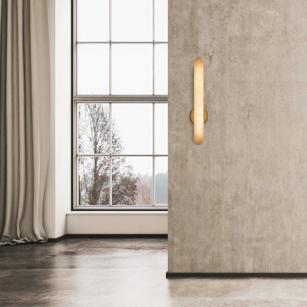 Zambelis LED nástěnné světlo 2547, bílé, výška 37 cm, alabastr, stmívatelné, stmívatelný, Bílá / opál, Obývací pokoj / jídelna, Kámen