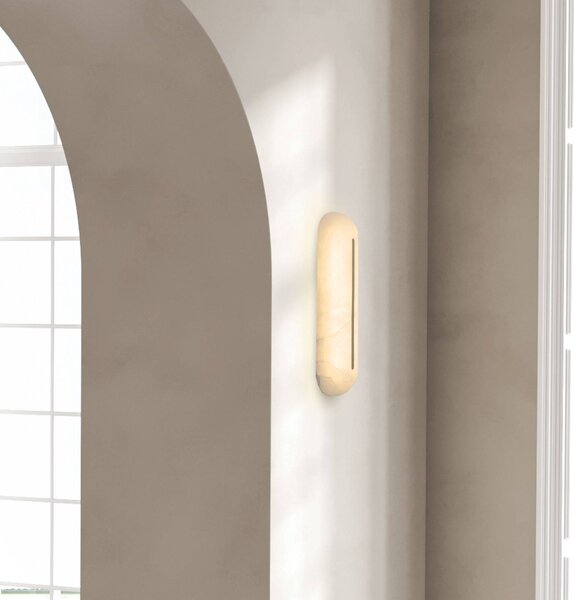 Zambelis LED nástěnné světlo 2546, bílé, výška 36 cm, alabastr, stmívatelné, stmívatelný, Bílá / opál, Obývací pokoj / jídelna, Kámen