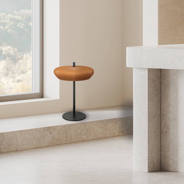 Zambelis Stolní lampa 2593, terakota/černá, výška 41 cm, hlína/kov, G9, Terakota, Obývací pokoj / jídelna, Sádra / hlína