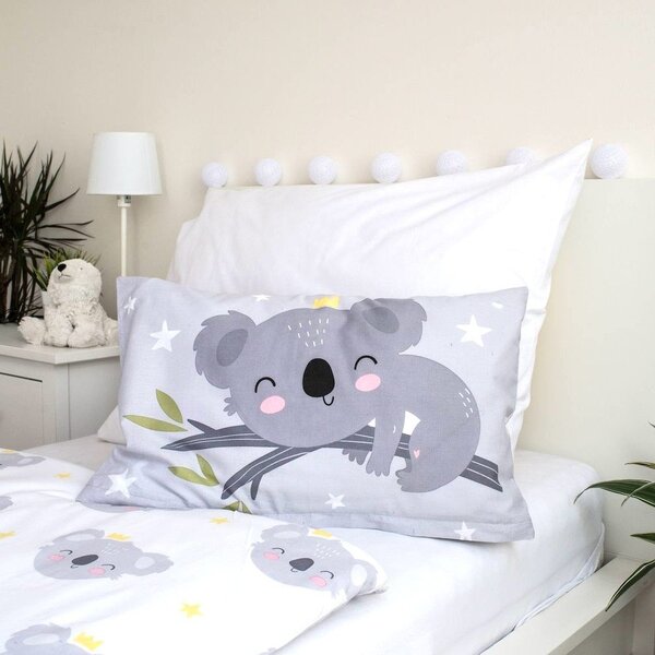 Šedé bavlněné dětské povlečení do postýlky 100x135 cm Koala "Sweet Dreams" – Jerry Fabrics