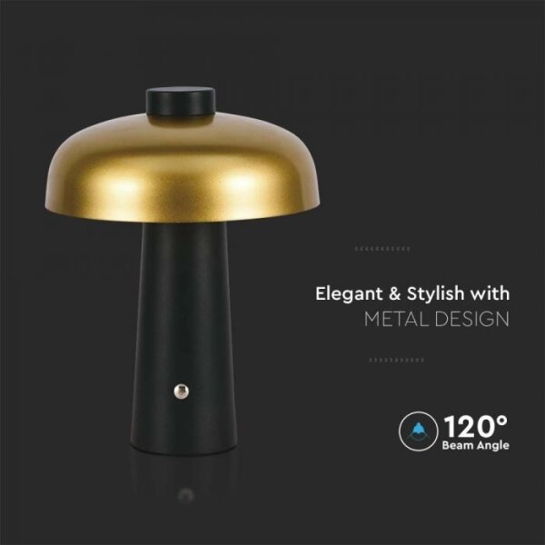 LED Stmívatelná dobíjecí stolní lampa LED/3W/5V 3000-6000K 1800 mAh černá/zlatá