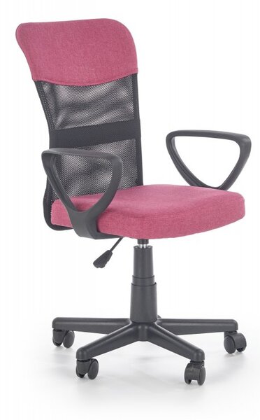Dětská židle na kolečkách TIMMY — látka, růžová