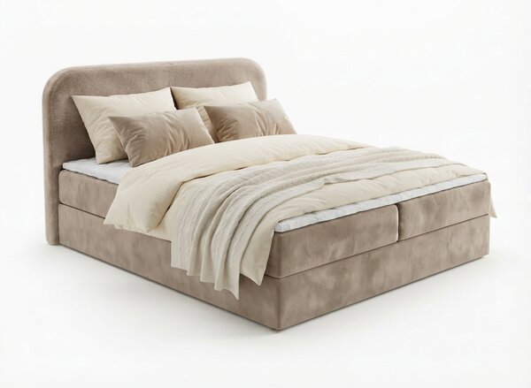 Čalouněná postel boxspring FORENA 160x200 cm béžová Matrace: Matrace Bonell pružinová