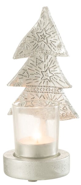 Vánoční svícen CHRISTMAS TREE 17 cm, stříbrný