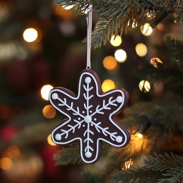 Závěsná vánoční ozdoba CANDY SNOWFLAKE 10 cm, hnědá
