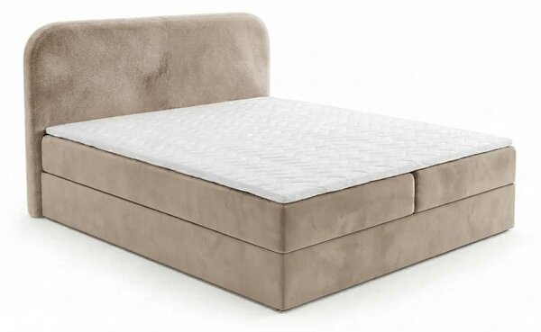 Čalouněná postel boxspring FORENA 160x200 cm béžová Matrace: Matrace Bonell pružinová