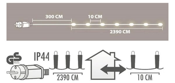 Světlený řetěz 240 LED venkovní/vnitřní 23,9 m, bílá