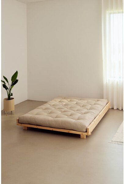 Hnědá dvoulůžková postel z borovicového dřeva s roštem 140x200 cm Social – Karup Design