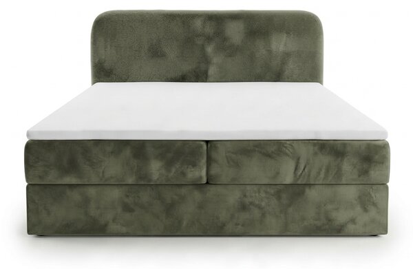 Čalouněná postel boxspring FORENA 140x200 cm tmavě zelená Matrace: Matrace Bonell pružinová
