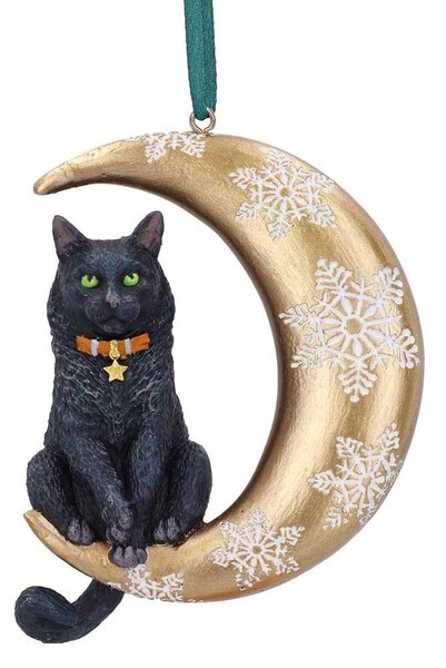 Vánoční ozdoba s kočkou a měsícem - design Lisa Parker